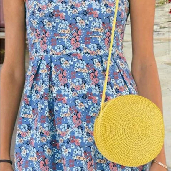 Cute Yellow Woven Circle Shoulder Bag - Picture 8 of 8